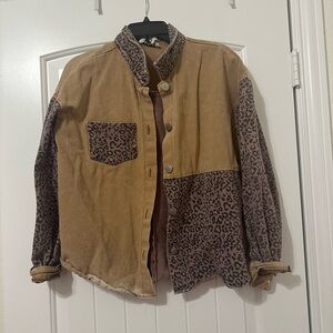 HYFVE Tan Jacket with Leopard Accents